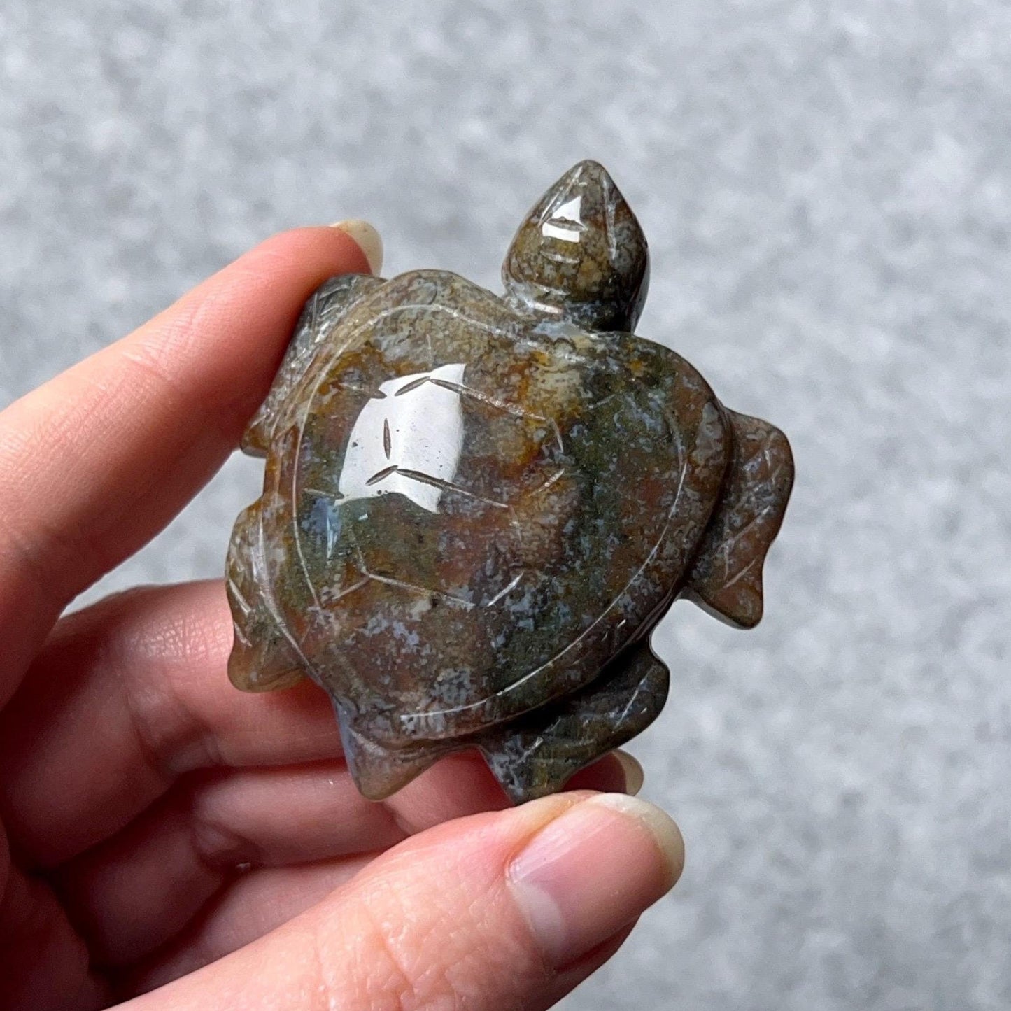 Moss Agate Turtle Carving | Crystal Animal | Crystal Turtle