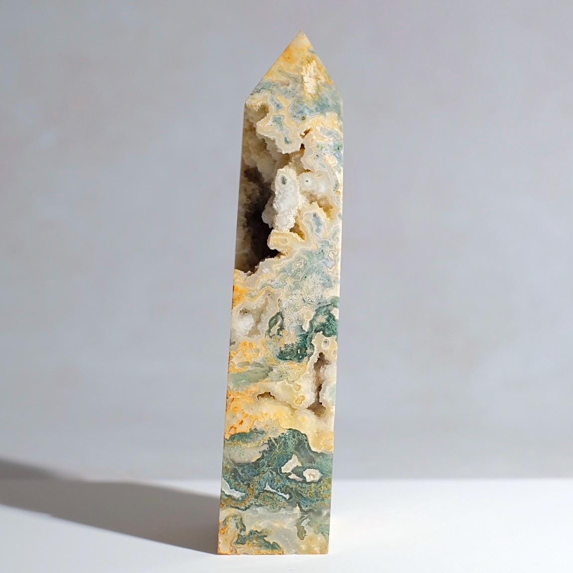 Unusual Moss Agate Tower | Moss Agate Crystal Obelisk