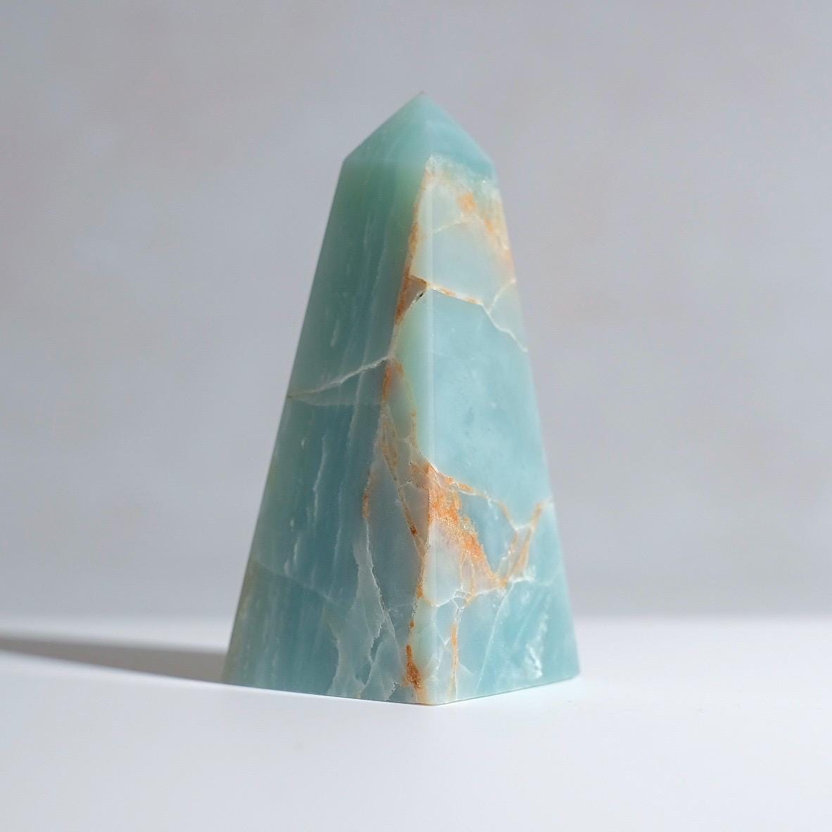 Azumar Obelisk Tower | Teal Quartz Crystal Point | Sky Blue Caribbean Quartz