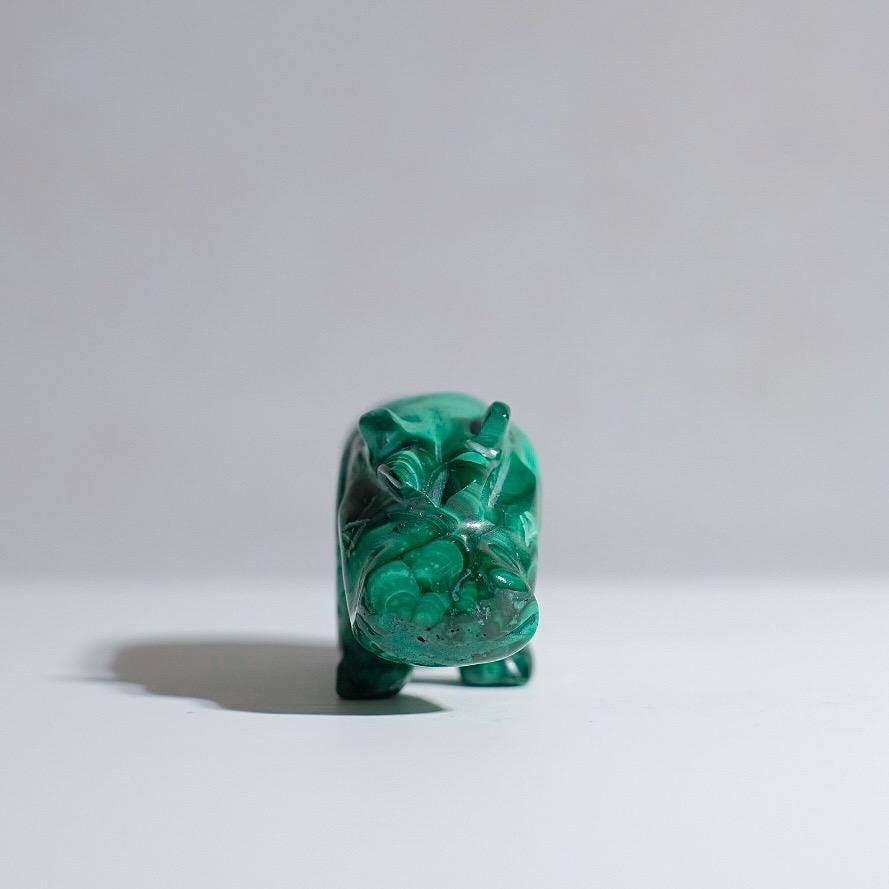 Malachite Hippo Carving | Crystal Animal Carving | Animal Totem