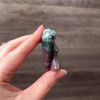 Moss Agate Angel | Tree Agate Crystal Angel Carving