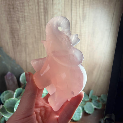 Star Rose Quartz Elephant Carving | Crystal Animal Carving