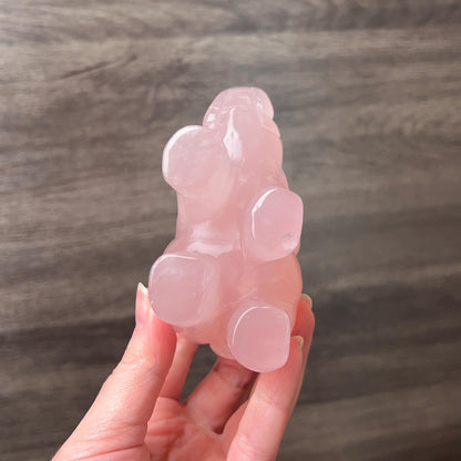 Star Rose Quartz Elephant Carving | Crystal Animal Carving