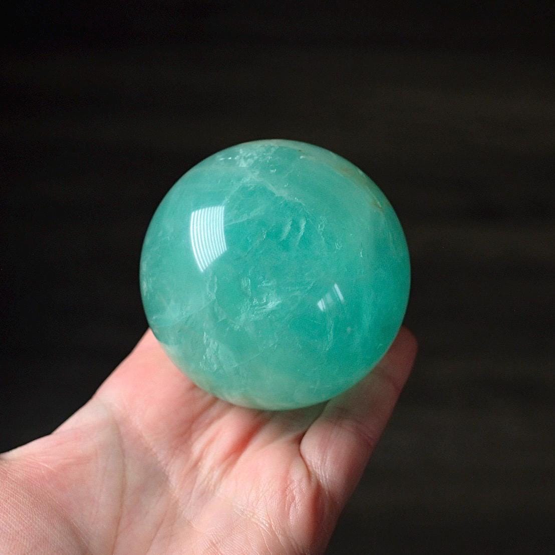 Rare Dendritic Fluorite Sphere | Mint Green Fluorite Crystal Sphere