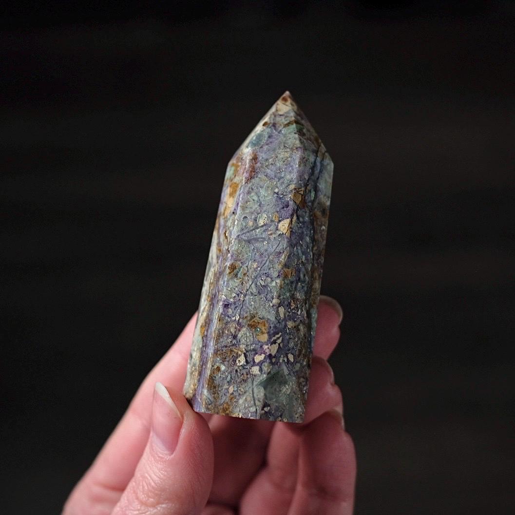 Brecciated Fluorite Point | Purple Fluorite Crystal Tower