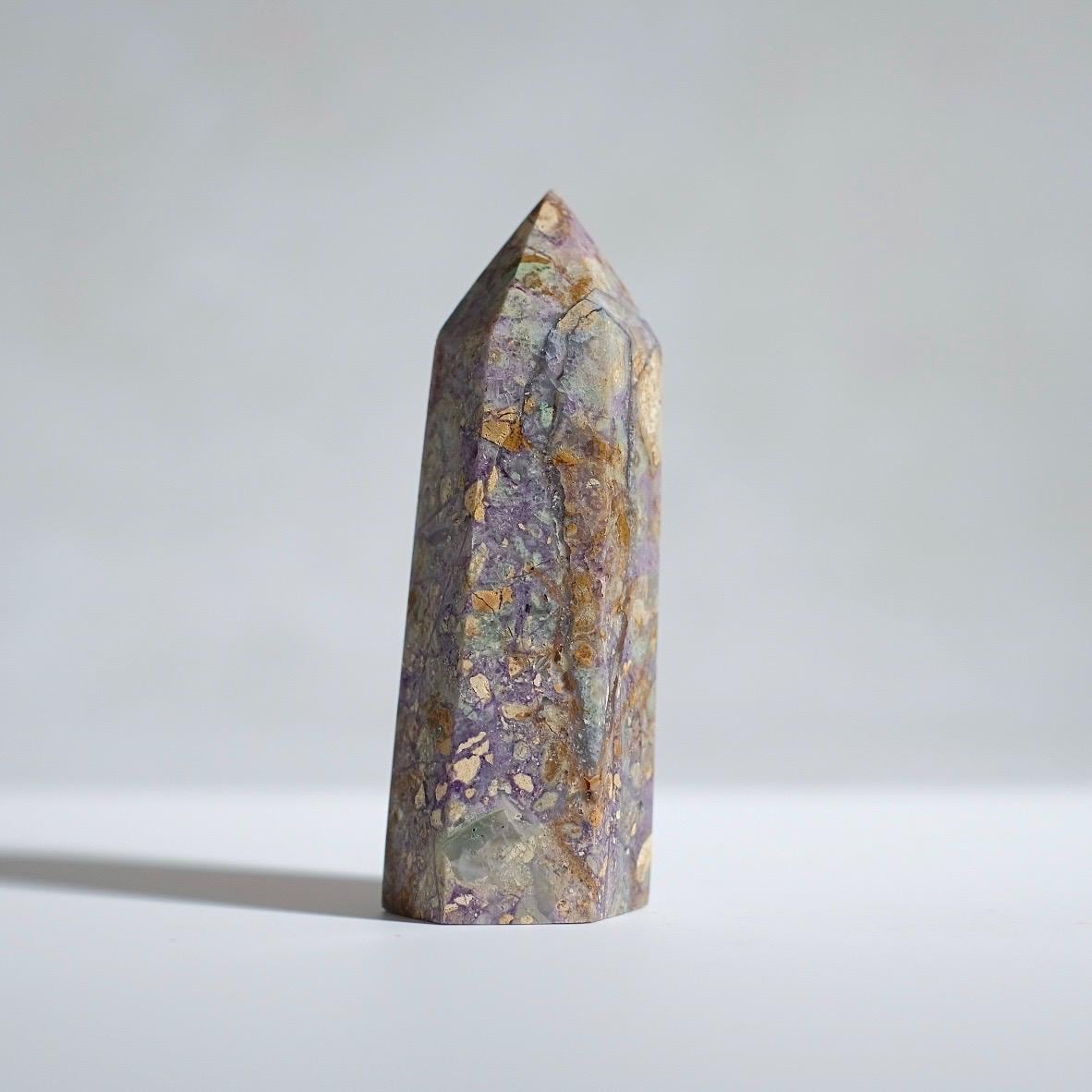 Brecciated Fluorite Point | Purple Fluorite Crystal Tower