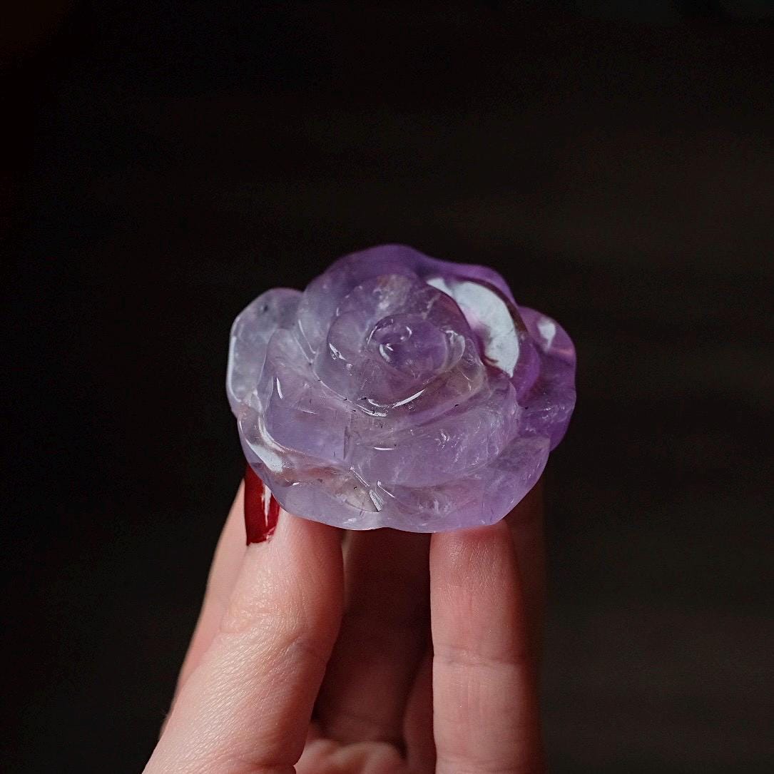 Ametrine Flower | Amethyst Crystal Rose Carving