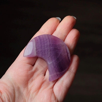 Silky Fluorite Moon | Purple Silk Fluorite Crystal Moon