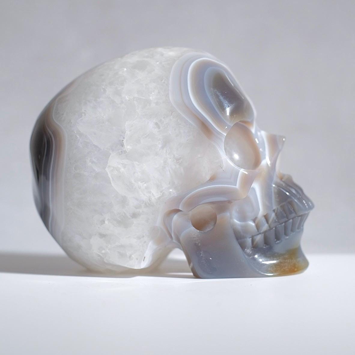 Large Agate & Quartz Crystal Skull | Agate Skull