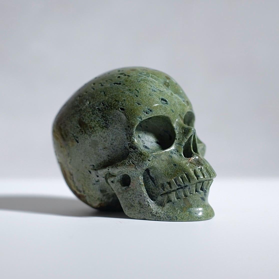 Dragon Blood Jasper Crystal Skull | Green Jasper Skull