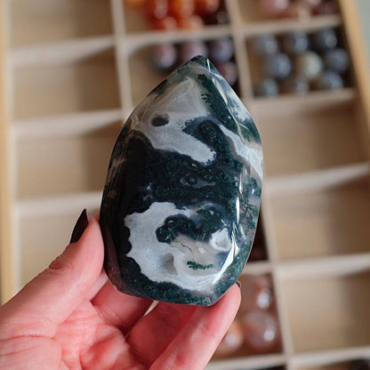 Druzy Moss Agate Freeform | Polished Crystal Freeform