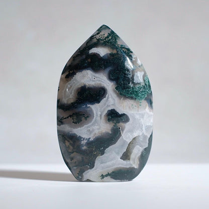 Druzy Moss Agate Freeform | Polished Crystal Freeform