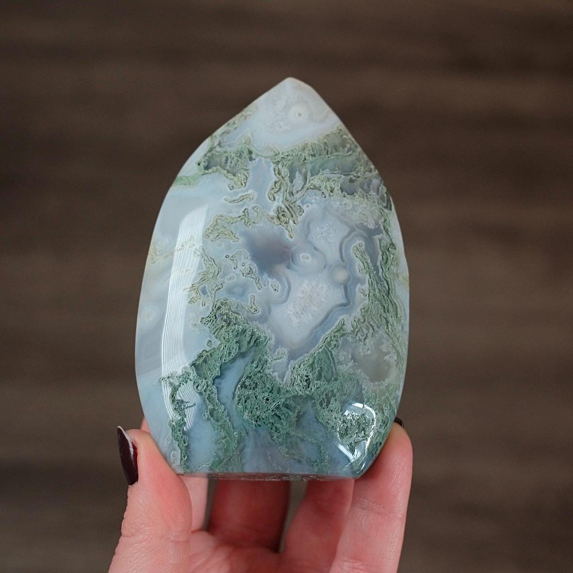 Druzy Moss Agate Freeform | Polished Crystal Freeform