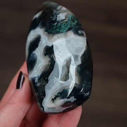 Druzy Moss Agate Freeform | Polished Crystal Freeform