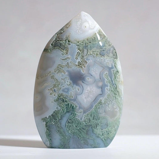 Druzy Moss Agate Freeform | Polished Crystal Freeform