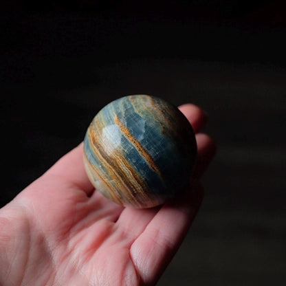 Lemurian Aquatine Calcite Sphere | Blue Onyx Crystal Sphere