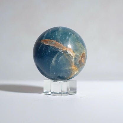 Lemurian Aquatine Calcite Sphere | Blue Onyx Crystal Sphere