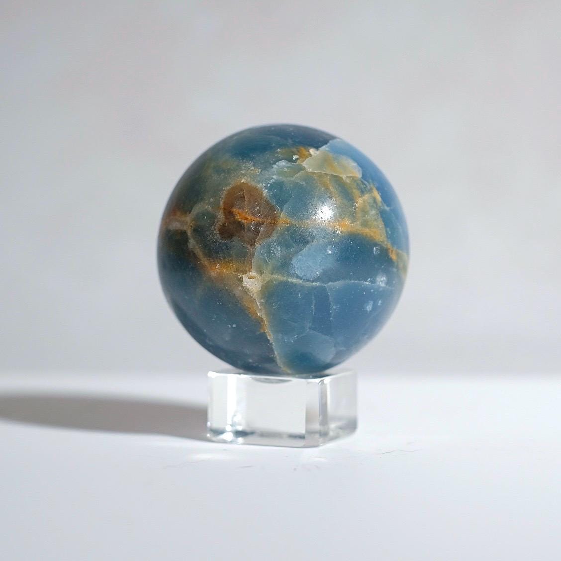 Lemurian Aquatine Calcite Sphere | Blue Onyx Crystal Sphere