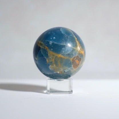 Lemurian Aquatine Calcite Sphere | Blue Onyx Crystal Sphere