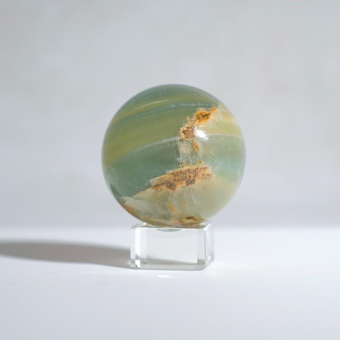 Lemurian Aquatine Calcite Sphere | Blue Onyx Crystal Sphere