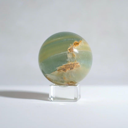 Lemurian Aquatine Calcite Sphere | Blue Onyx Crystal Sphere