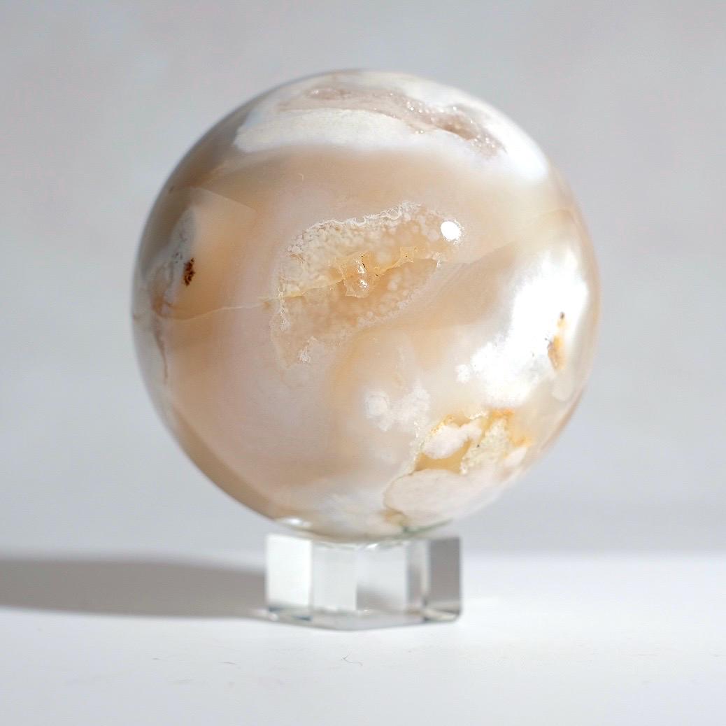 Druzy Flower Agate Sphere | Cherry Blossom Agate Crystal Sphere