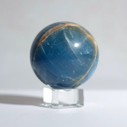 Lemurian Aquatine Calcite Sphere | Blue Onyx Crystal Sphere