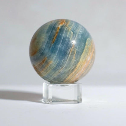 Lemurian Aquatine Calcite Sphere | Blue Onyx Crystal Sphere