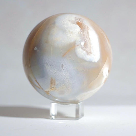 Druzy Flower Agate Sphere | Cherry Blossom Agate Crystal Sphere