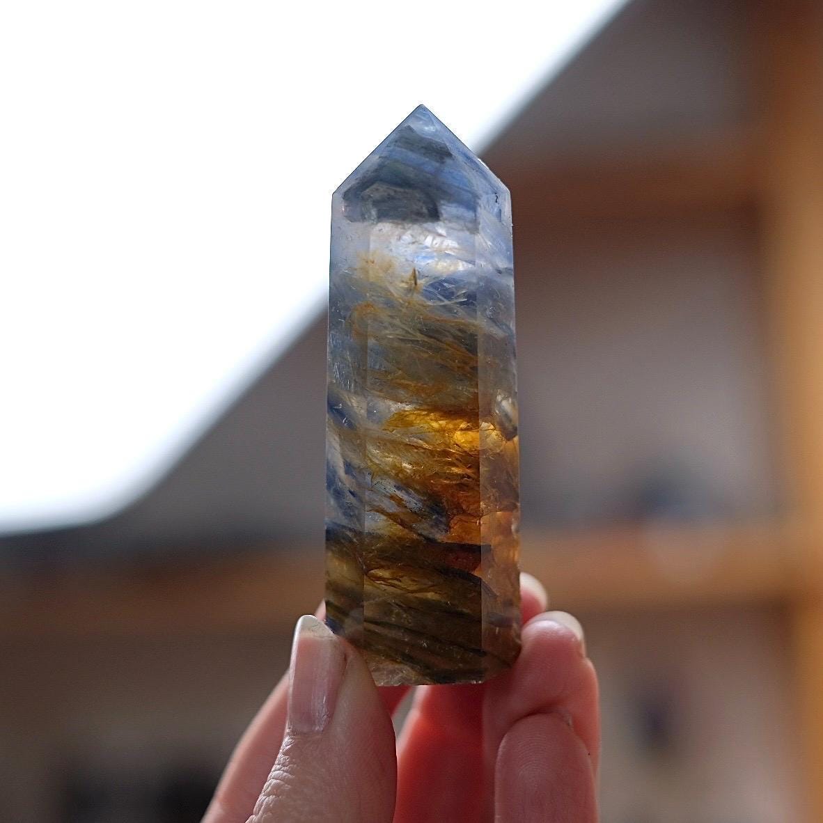 Rare Kyanite Point | Blue Kyanite & Golden Healer Crystal Tower