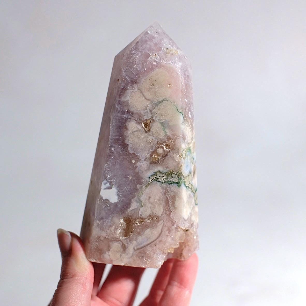 Flower Agate + Amethyst Tower | Amethyst Flower Agate Crystal Point