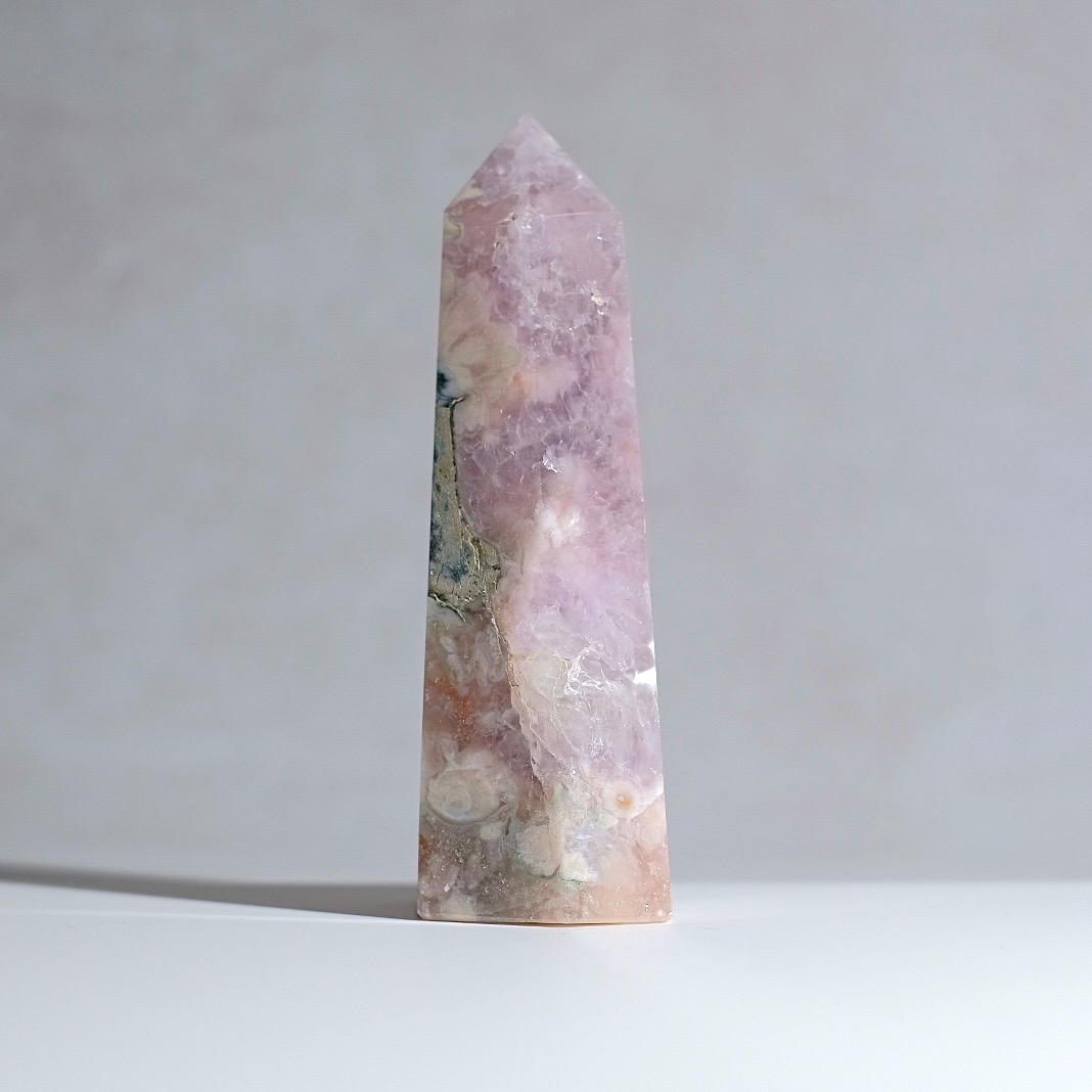 Flower Agate + Amethyst Tower | Amethyst Flower Agate Crystal Point