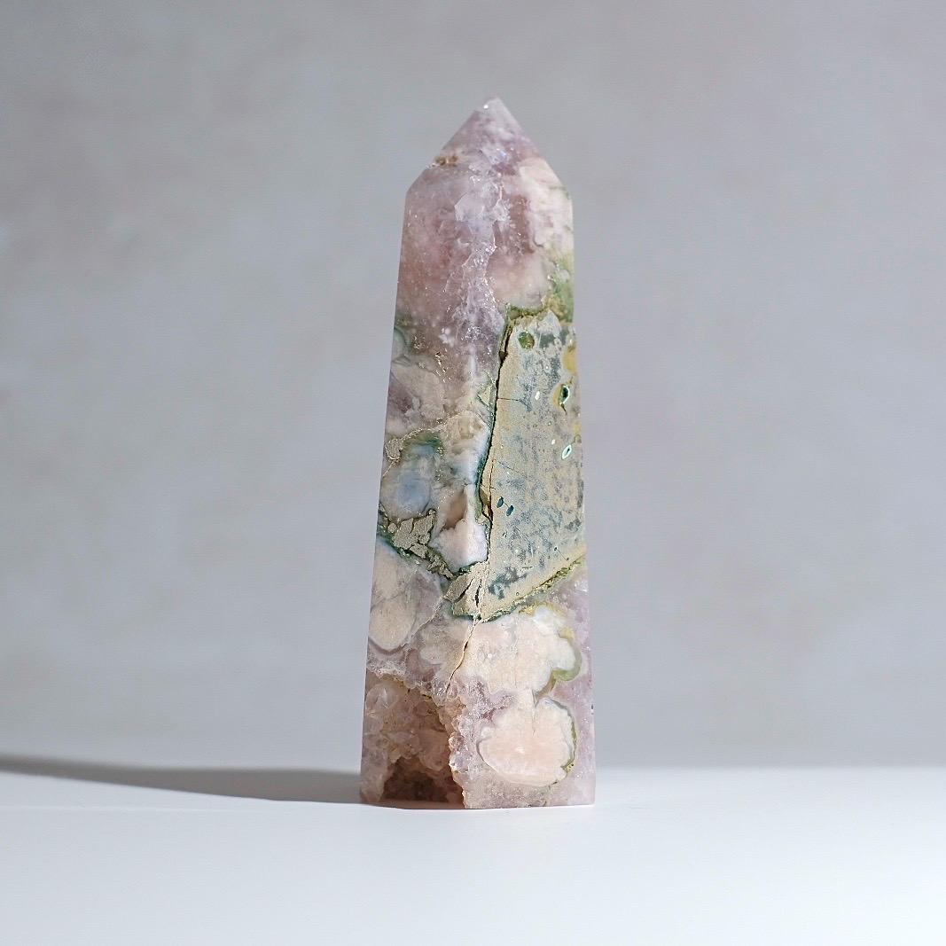 Flower Agate + Amethyst Tower | Amethyst Flower Agate Crystal Point