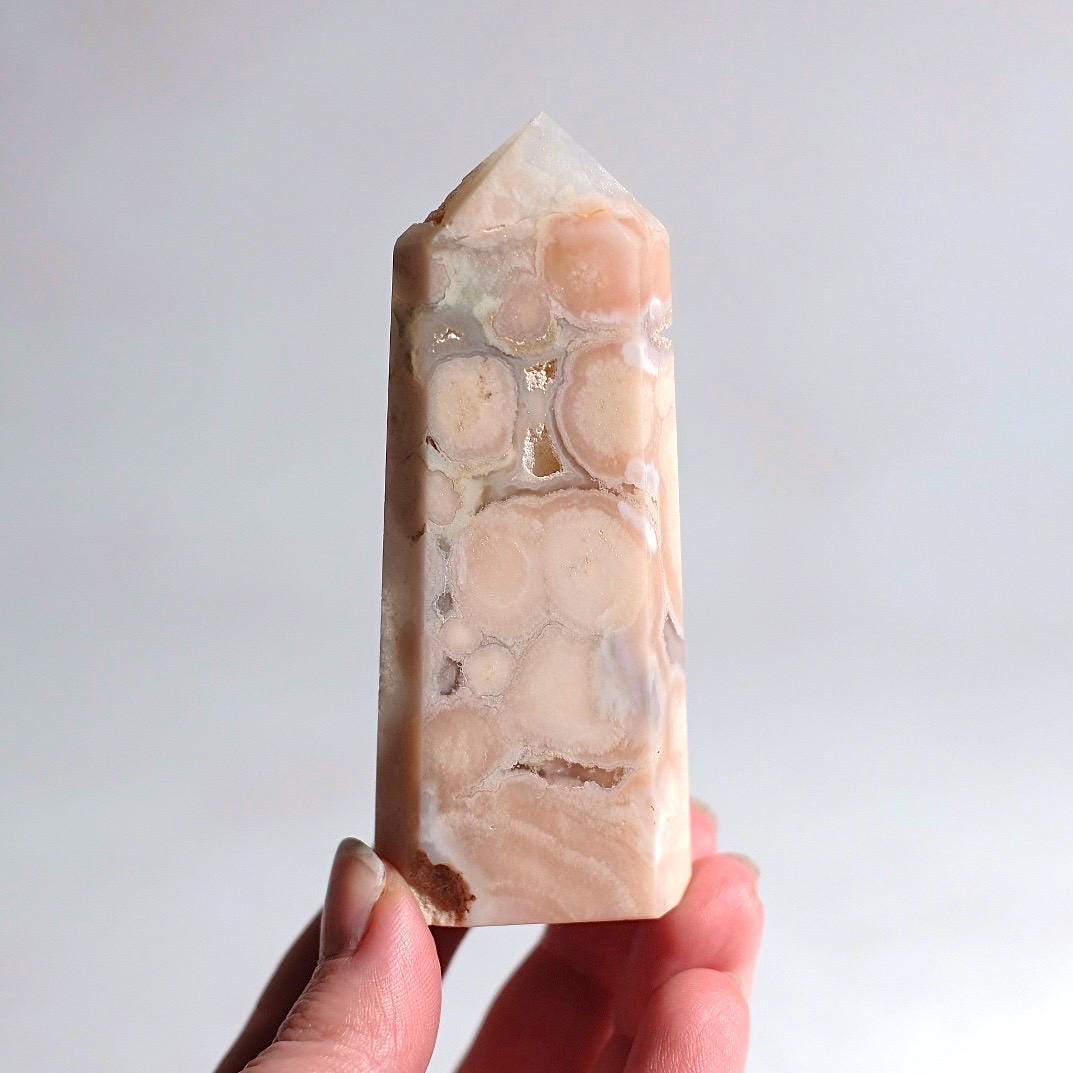 Flower Agate Point | Cherry Blossom Agate Crystal Tower