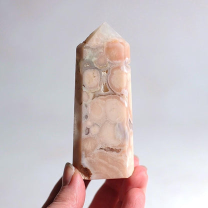 Flower Agate Point | Cherry Blossom Agate Crystal Tower