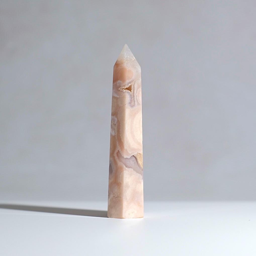 Flower Agate Point | Cherry Blossom Agate Crystal Tower