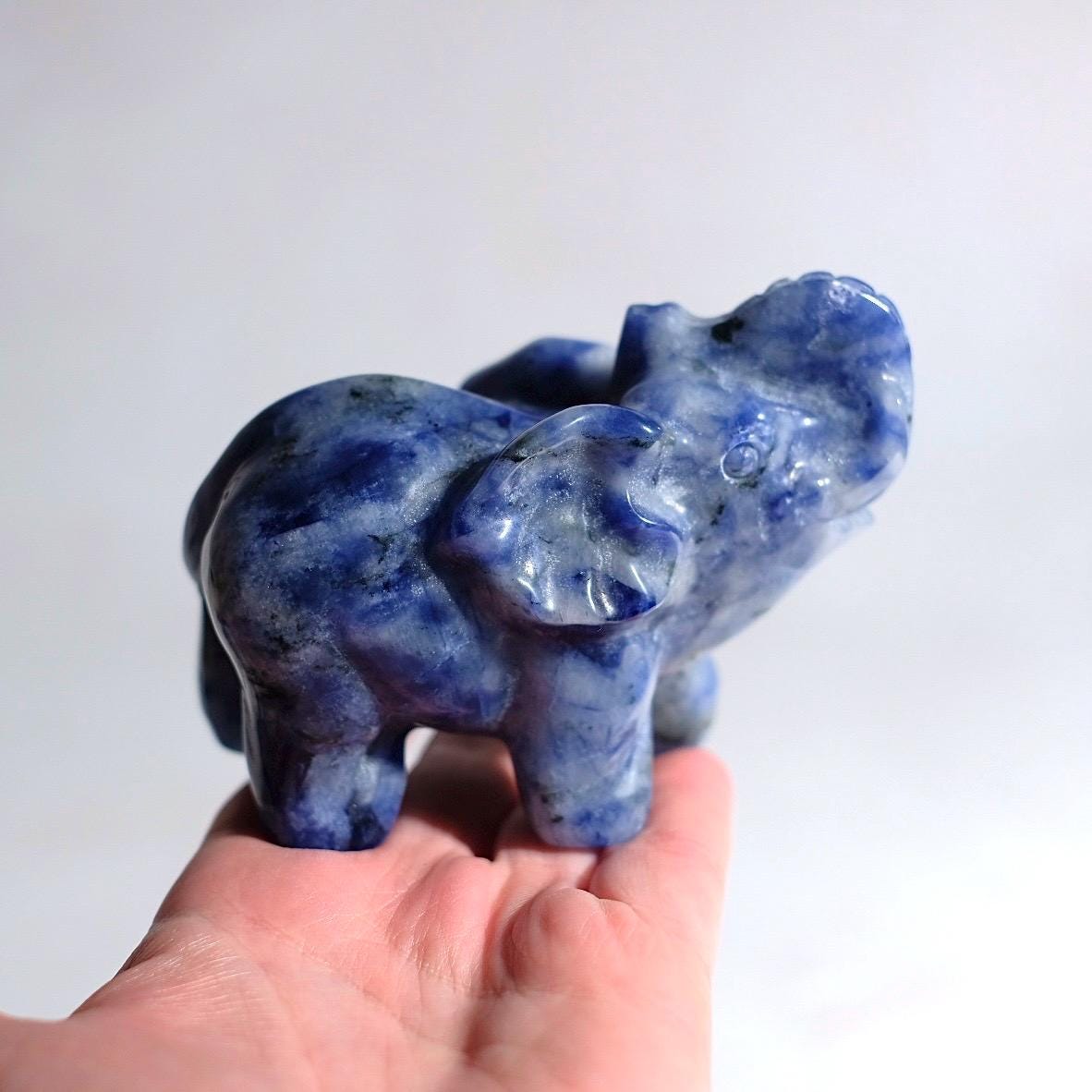 UV Reactive Sodalite Elephant Carving | Crystal Animal Carving