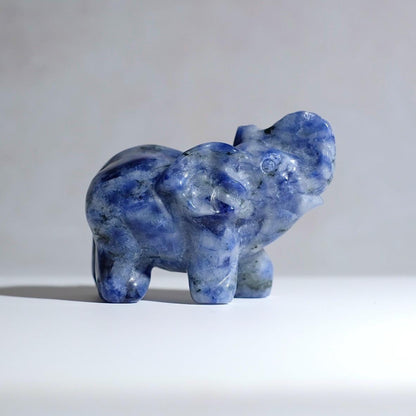 UV Reactive Sodalite Elephant Carving | Crystal Animal Carving