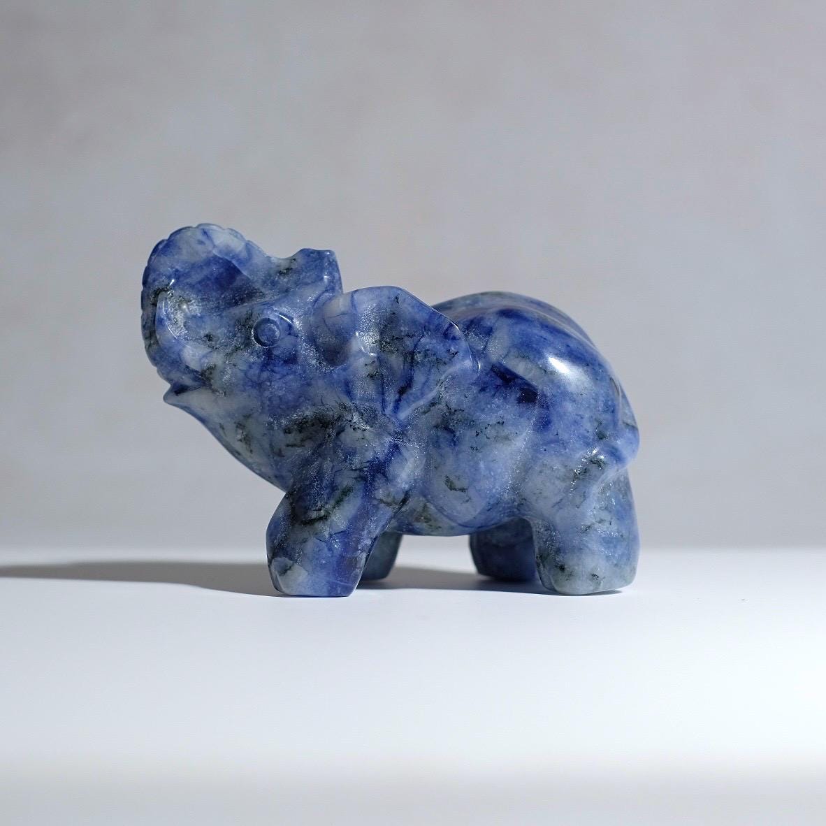 UV Reactive Sodalite Elephant Carving | Crystal Animal Carving