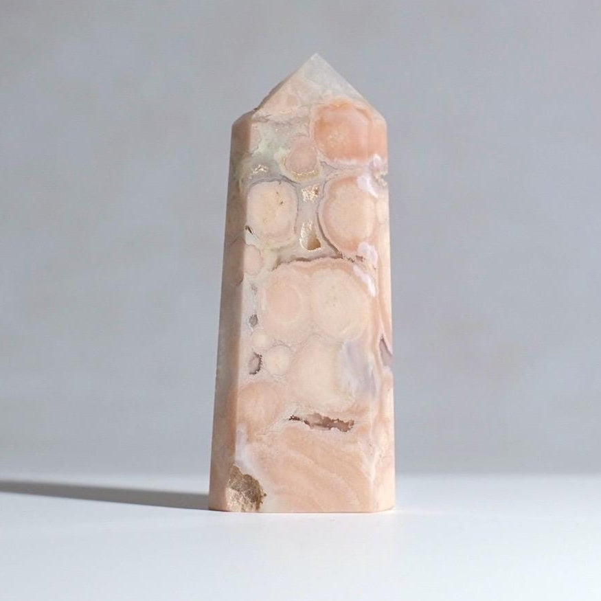 Flower Agate Point | Cherry Blossom Agate Crystal Tower