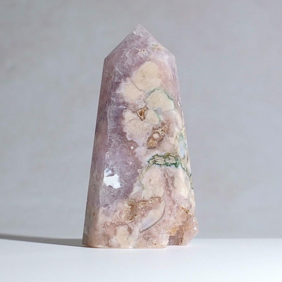 Flower Agate + Amethyst Tower | Amethyst Flower Agate Crystal Point