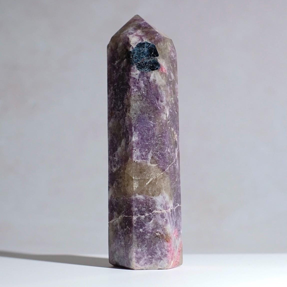 Unicorn Stone Tower w. Apatite | Pink Tourmaline + Lepidolite Crystal Point