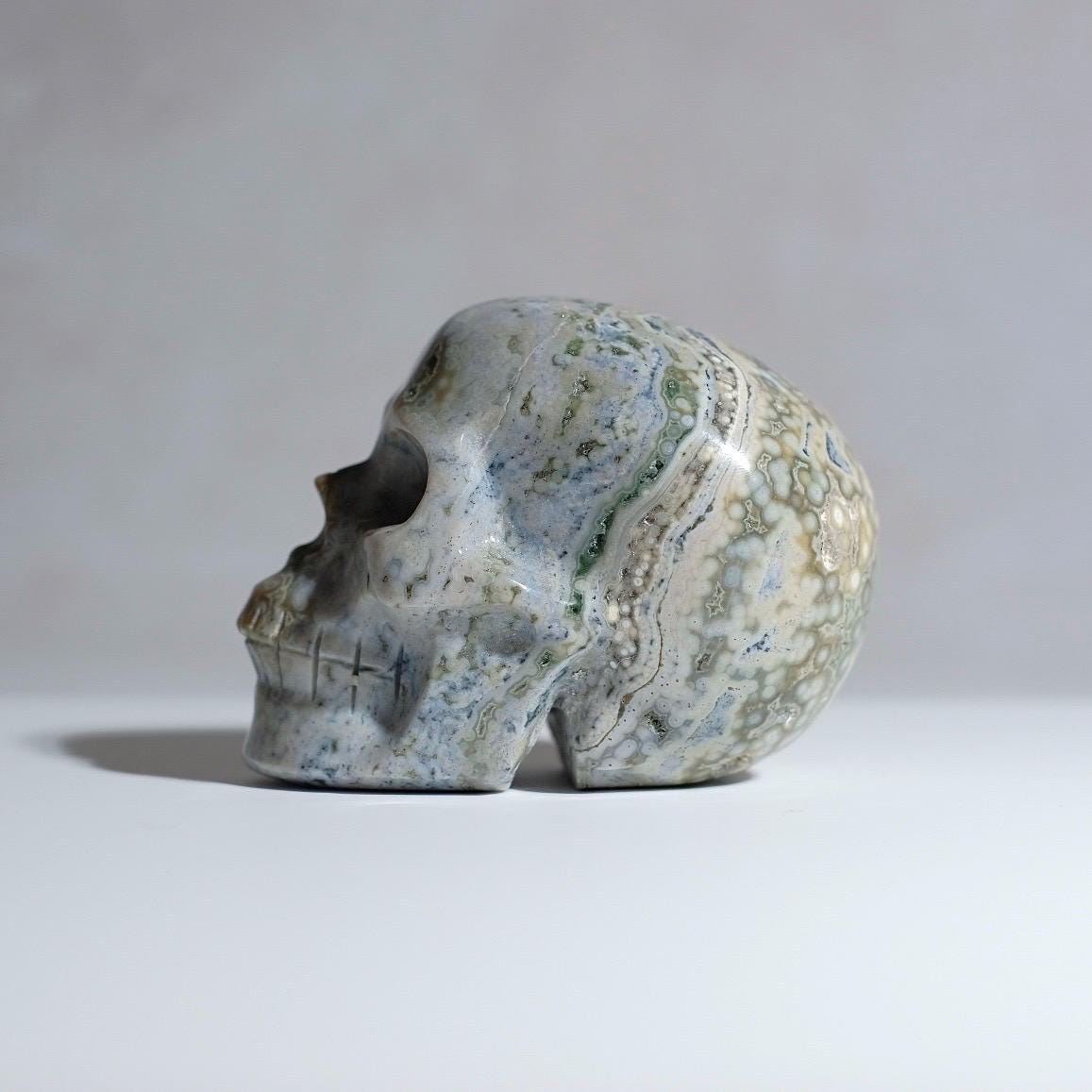 Ocean Jasper Crystal Skull | Orbicular Jasper Stone Skull