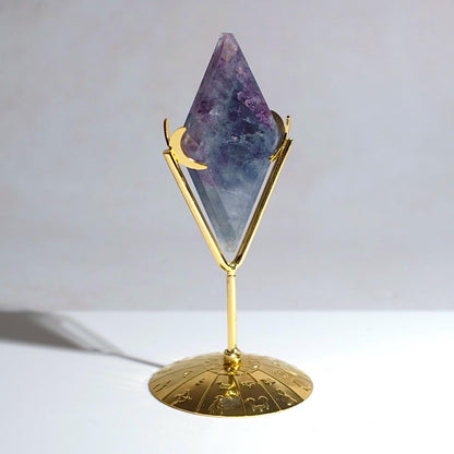 Fluorite Diamond + Stand | Fluorite Crystal Rhombus Carving