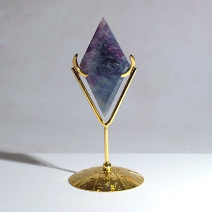 Fluorite Diamond + Stand | Fluorite Crystal Rhombus Carving