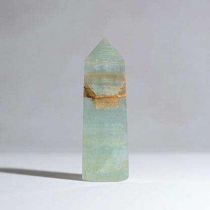 Lemurian Aquatine Calcite Point | Blue Onyx Crystal Tower