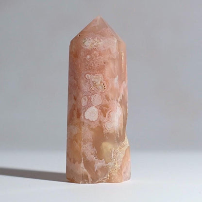 Pink Flower Agate Point | Cherry Blossom Agate Crystal Tower