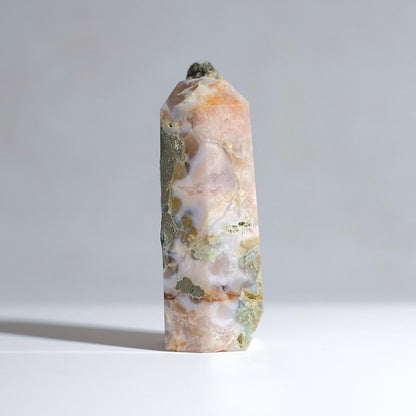 Flower Agate w. Pyrite Tower | Crystal Point