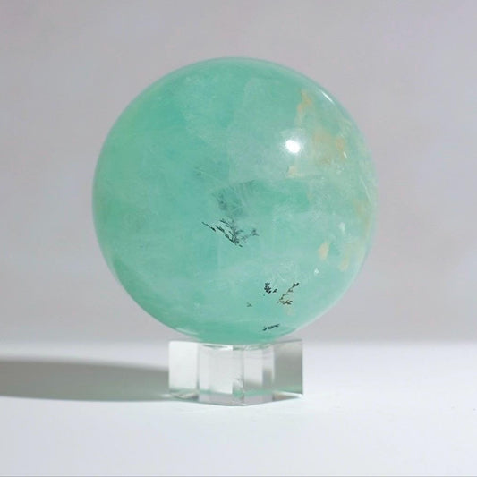 Rare Dendritic Fluorite Sphere | Mint Green Fluorite Crystal Sphere