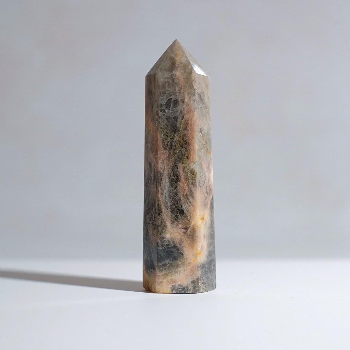 Black Moonstone Point | Flashy Moonstone Crystal Tower